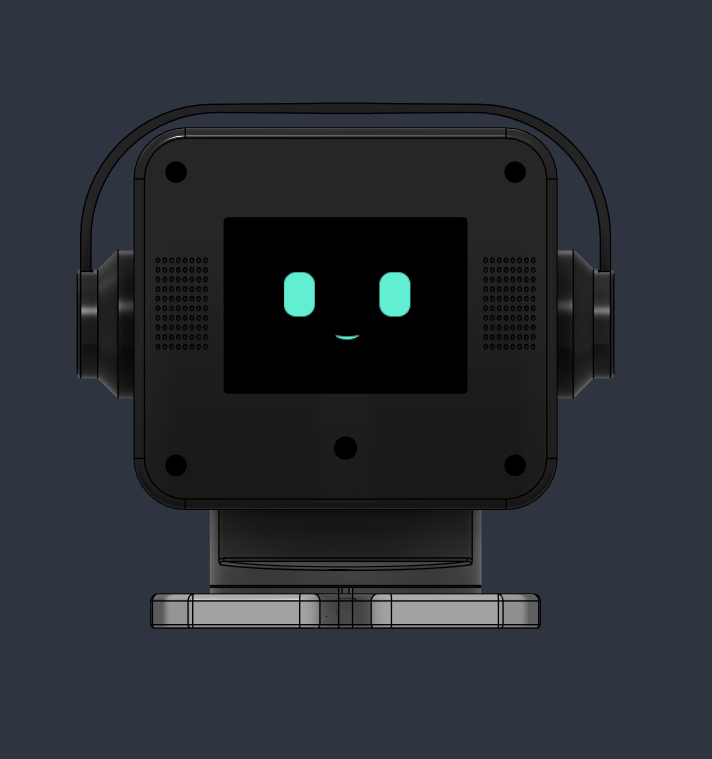 Front CAD view of Desco with its face display and support