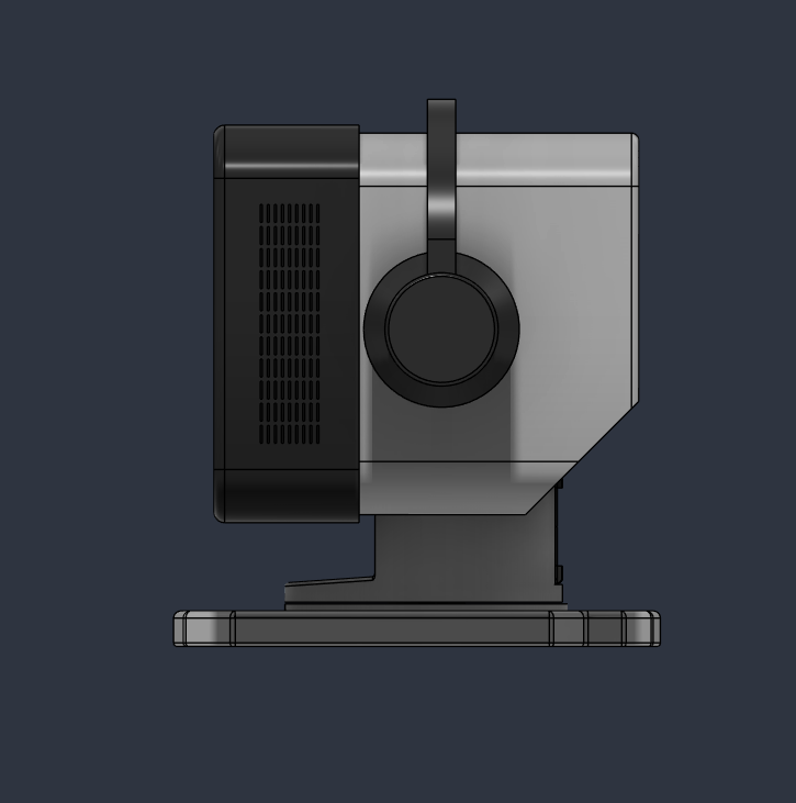 Desco enclosure and head mechanism, side CAD view